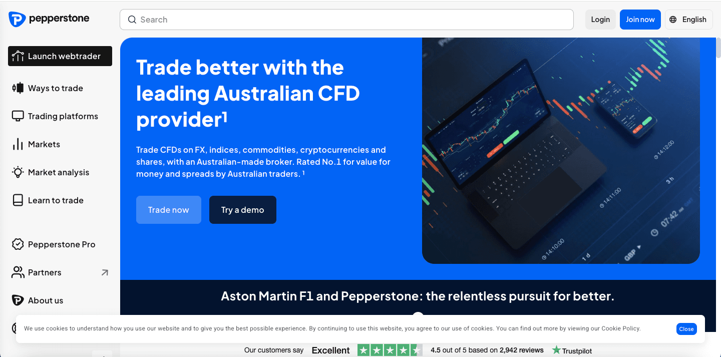Pepperstone website screenshot