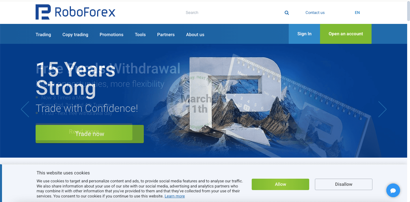 RoboForex website screenshot