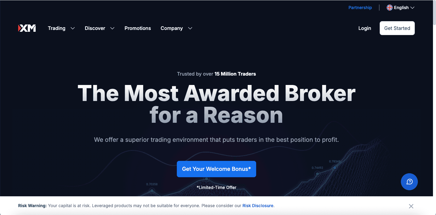 XM website screenshot